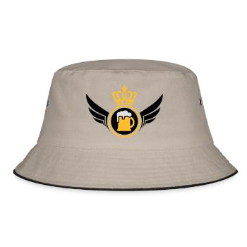 Beer Lord | Wings | Crown | Krone - Bucket Hat - khaki/black - Front