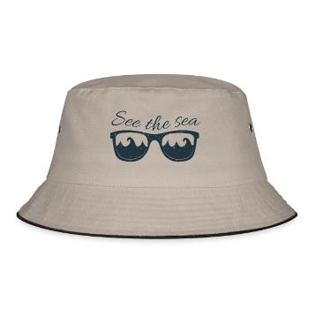 Surfing Surfer Wellenreiten Hawaii Wassersport - Bucket Hat - Khaki/Schwarz - Vorne
