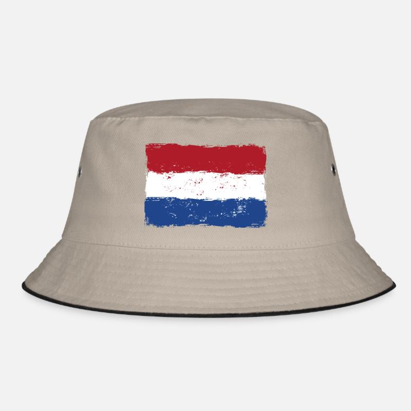 Netherlande Flag - Bucket Hat - Khaki/Schwarz