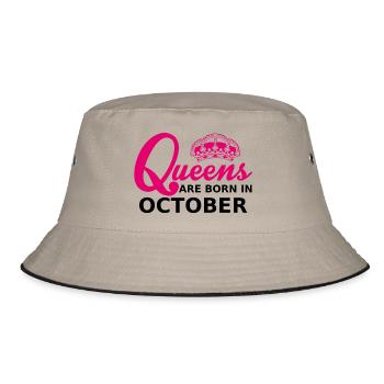 queens are born in october - Bucket Hat - Khaki/Schwarz - Vorne