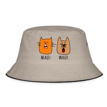 Hund und Katze - Bucket Hat - Khaki/Schwarz - Vorne