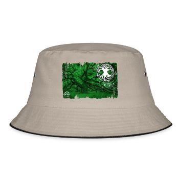 eiche mit lebensbaum grün - Bucket Hat - Khaki/Schwarz - Vorne