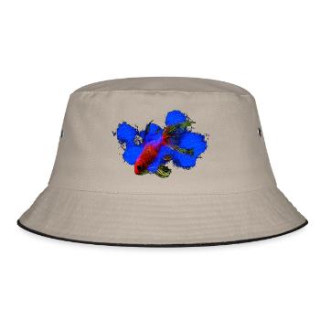 wassertiere, schleierschwanz Goldfisch - Bucket Hat - Khaki/Schwarz - Vorne