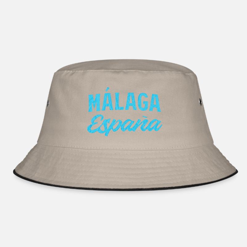 Málaga España Blaues Script-Design - Bucket Hat - Khaki/Schwarz