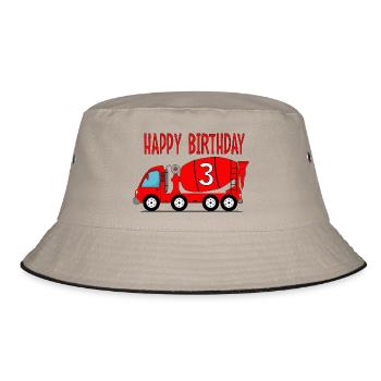 Betonmischer Happy Birthday 3 - Bucket Hat - Khaki/Schwarz - Vorne