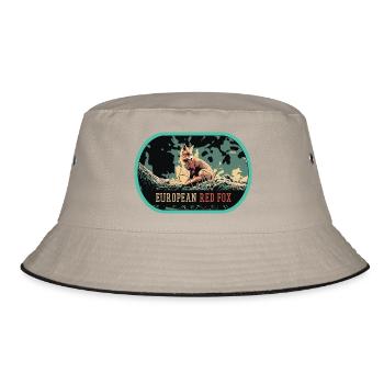 Illustration Europäischer Rotfuchs, Wilde Schönheit - Bucket Hat - Khaki/Schwarz - Vorne