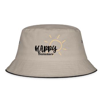 HAPPY SUMMER - Bucket Hat - Khaki/Schwarz - Vorne