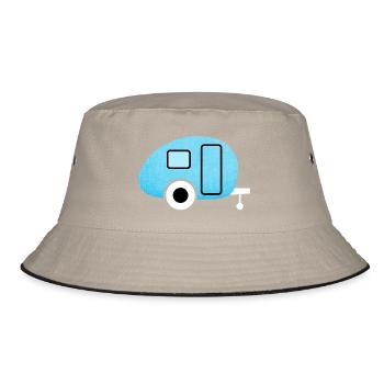 Caravan Caravan Canvas Linen Camping Camper - Bucket Hat - khaki/black - Front