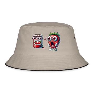 Funny strawberry jam design - Bucket Hat - khaki/black - Front