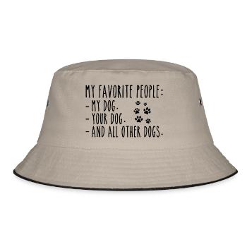 Meine Lieblingsmenschen sind Mein Hund, Dein Hund Andere Hunde - Bucket Hat - Khaki/Schwarz - Vorne