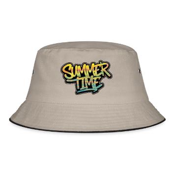 Sommerzeit - Bucket Hat - Khaki/Schwarz - Vorne