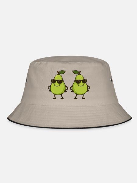 birne comic cool 2 - Bucket Hat - Khaki/Schwarz - Vorne
