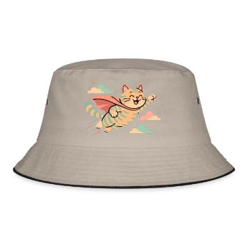 Super Katze Britisch Kurzhaar getigert Geschenk - Bucket Hat - Khaki/Schwarz - Vorne