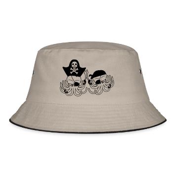 Two Octopus Pirate Sailing Crew Captain 2 Buccaneers - Bucket Hat - khaki/black - Front