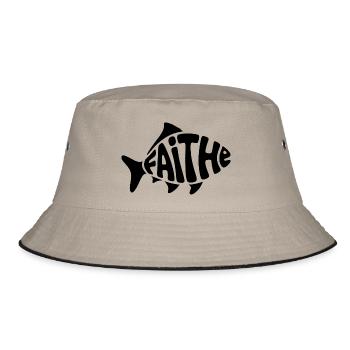 Dieu Poisson - Logo Chrétien - Bob - kaki/noir - Devant