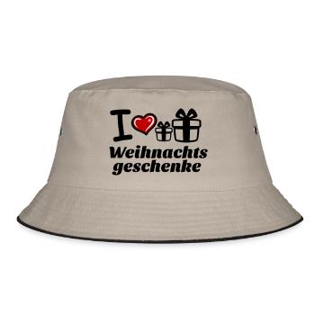I Love Weihnachtsgeschenke  - Bucket Hat - Khaki/Schwarz - Vorne