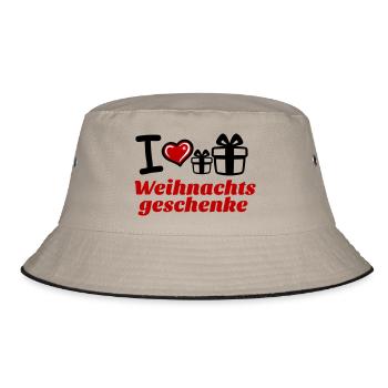 I Love Weihnachtsgeschenke  - Bucket Hat - Khaki/Schwarz - Vorne