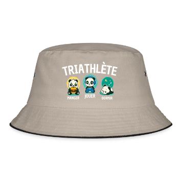 Triathlete Panda Eating Play Sleeping Cute - Bucket Hat - khaki/black - Front