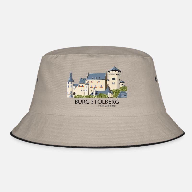 Stolberg Castle, Eifel, Middle Ages Hand Drawing Bucket Hat
