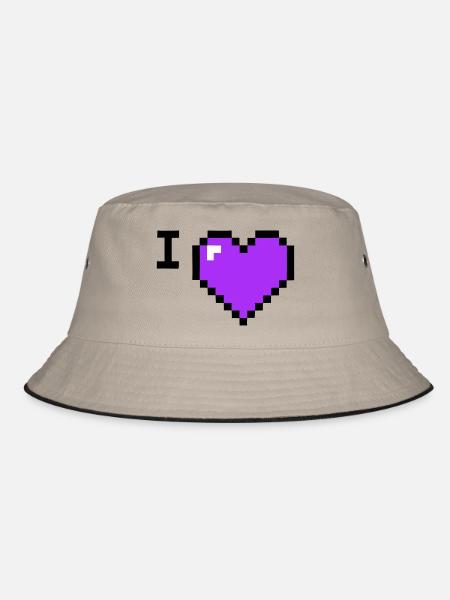 I Love Herz Platzhalter Text - Bucket Hat - Khaki/Schwarz - Vorne