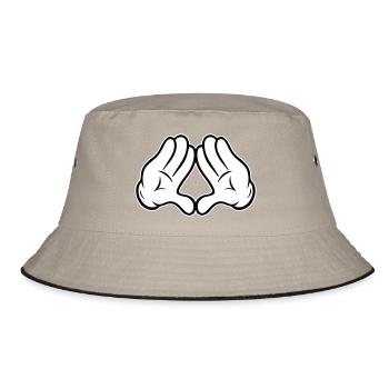 Hände Diamant Pyramide Dreieck Raute Comic Style  - Bucket Hat - Khaki/Schwarz - Vorne