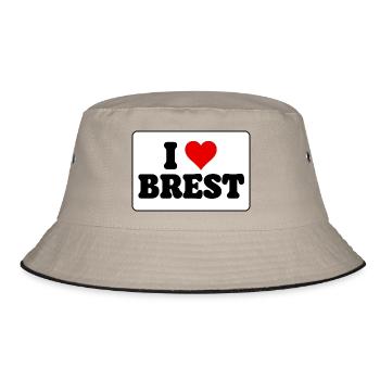 Ich liebe Brest J'aime Brest: Herz und Stadt - Bucket Hat - Khaki/Schwarz - Vorne