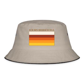 Ich bin Biersexuell - lustiges Bier Shirt - Bucket Hat - Khaki/Schwarz - Vorne