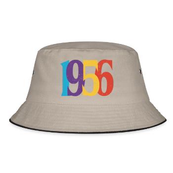 1956 Geburtstag Geboren 1956 Vintage-Retro-Geschenk - Bucket Hat - Khaki/Schwarz - Vorne