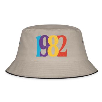 Geboren 1982 Geburtstagsgeschenk Geburtstag 82 - Bucket Hat - Khaki/Schwarz - Vorne