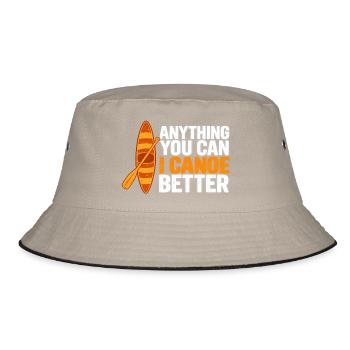 Kanu, Kanu, Kajak, Wilderness River Kunst, - Bucket Hat - Khaki/Schwarz - Vorne