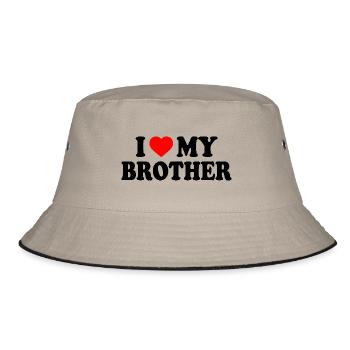 i love my brother - Bucket Hat - Khaki/Schwarz - Vorne