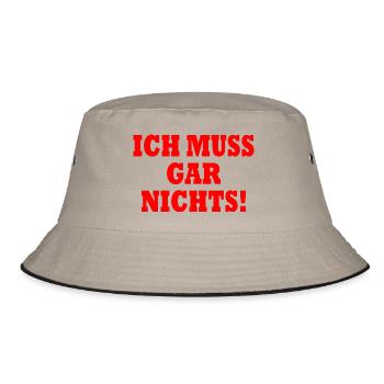 Ich muss gar nichts - Bucket Hat - Khaki/Schwarz - Vorne