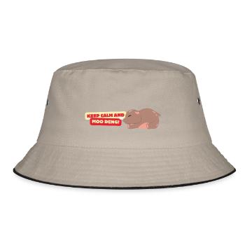 Moo Deng! - Bucket Hat - Khaki/Schwarz - Vorne