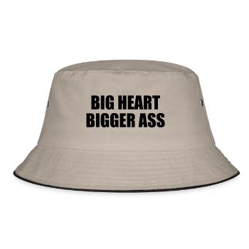 Big heart bigger ass - Bucket Hat - Khaki/Schwarz - Vorne