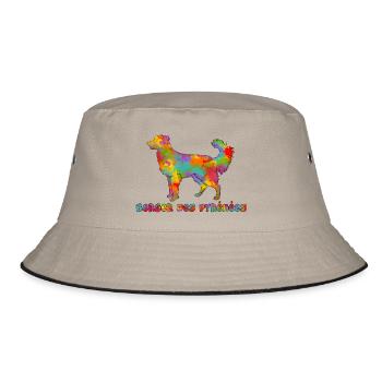 Pyrenean Shepherd Multicolor Gesicht rasiert - Bucket Hat - Khaki/Schwarz - Vorne