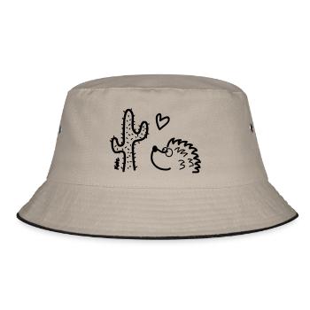 Igel in love - Bucket Hat - Khaki/Schwarz - Vorne