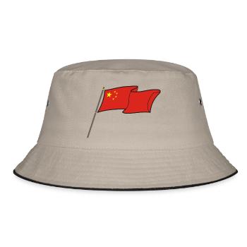 Flagge China T-Shirt Chinesische Fahne Geschenk - Bucket Hat - Khaki/Schwarz - Vorne