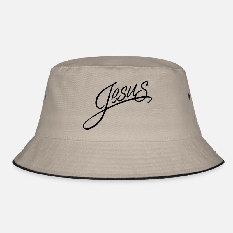 Jesus - Bucket Hat - Khaki/Schwarz