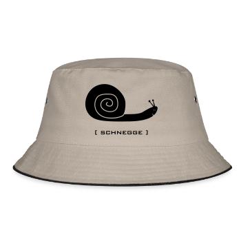 schnegge schnecke kriechtier snail liebling schatz - Bucket Hat - Khaki/Schwarz - Vorne