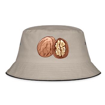 Real walnut nuts nut walnutwalnuts - Bucket Hat - khaki/black - Front