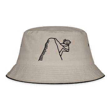 Strichmännchen klettert Berg hoch - Bucket Hat - Khaki/Schwarz - Vorne