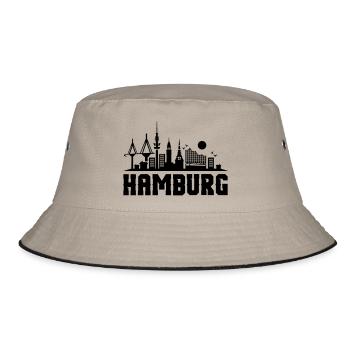 hamburg skyline stadt - Bucket Hat - Khaki/Schwarz - Vorne
