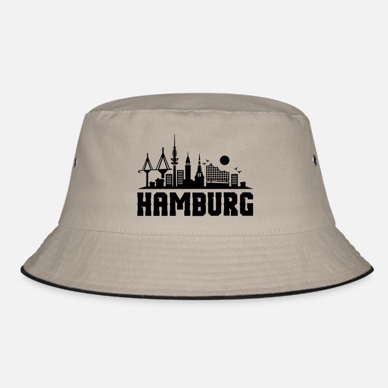 hamburg skyline stadt - Bucket Hat - Khaki/Schwarz