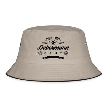 dobermann mit dem geht - Bucket Hat - Khaki/Schwarz - Vorne