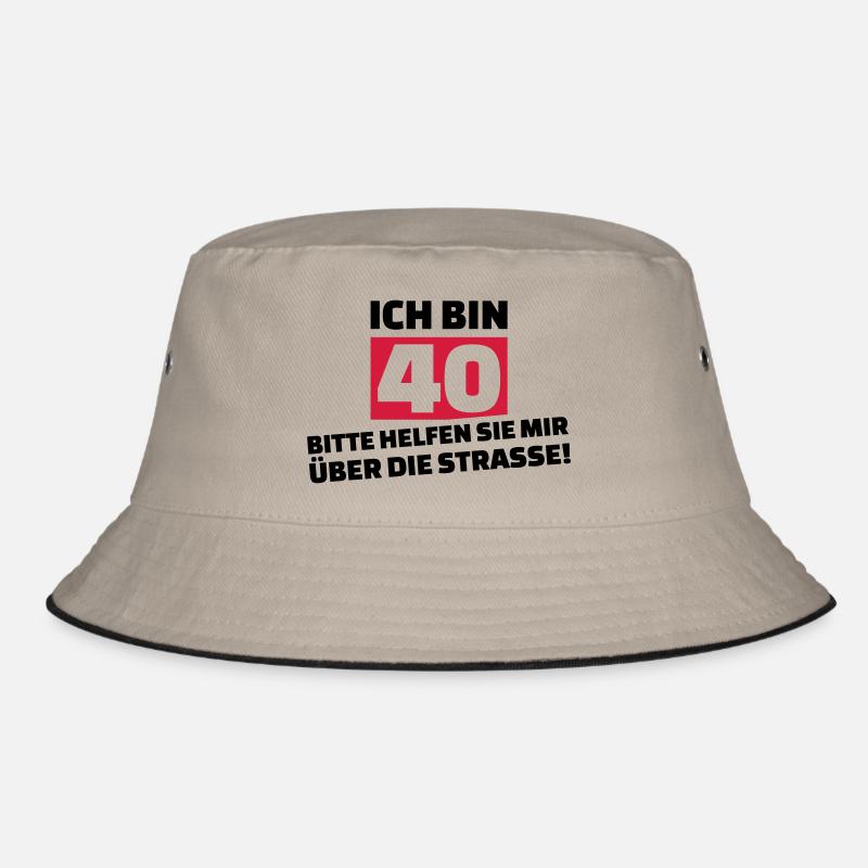 40. Geburtstag - Bucket Hat - Khaki/Schwarz