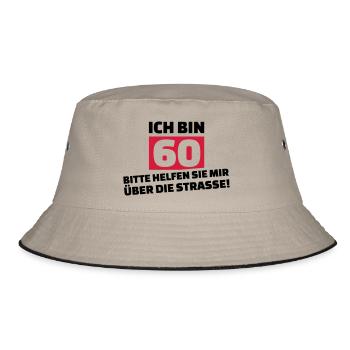 60. Geburtstag - Bucket Hat - Khaki/Schwarz - Vorne
