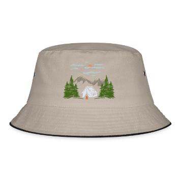 Camping Camping Mountain Motif Gift Idea - Bucket Hat - khaki/black - Front