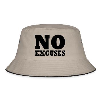 No excuses - Bucket Hat - khaki/black - Front