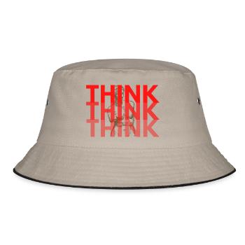 Red Think Overlay-Typografie - Bucket Hat - Khaki/Schwarz - Vorne