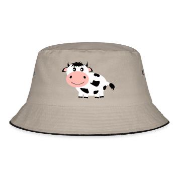 Cow black and white comic - Bucket Hat - khaki/black - Front